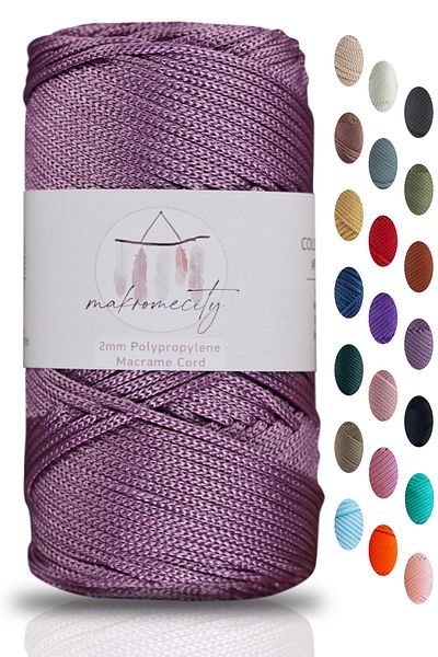 Makromecity Premium 100 Gr Polyester Macrame Floss Plum 2mm - 120 M Σχοινί φορτιστή και νήμα τσάντας