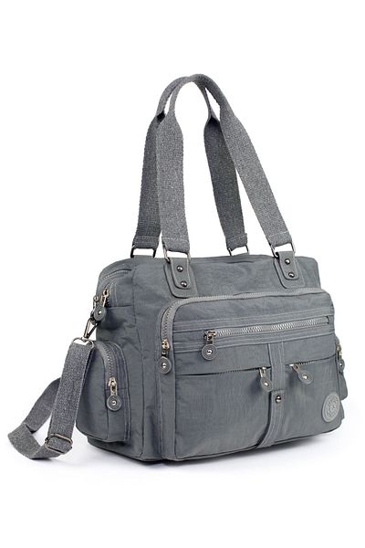 Bagson Geantă de umăr pentru femei Grey Crinkle Multi-Eye