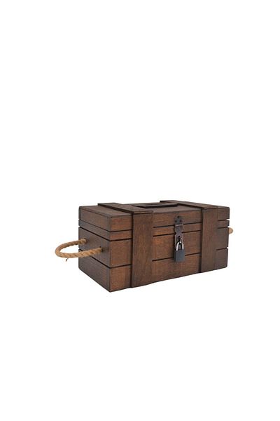 t tun's woods Wooden Tipbox Walnut Color Padlock Gift 27X14X12 cm Stake and Storage Box