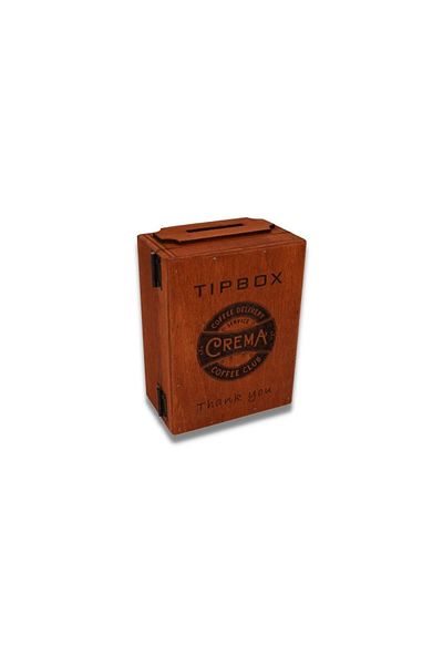 t tun's woods Κάθετο Ξύλινο Κουτί με Λογότυπο Retro Coffee Shop – Δώρο Λουκέτο – 16cm Ύψος, 12cm Πλάτος
