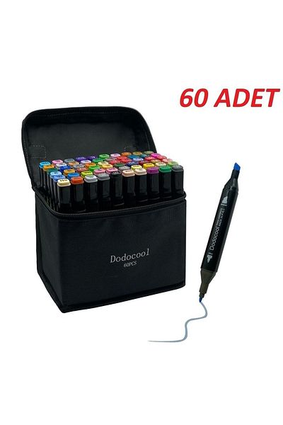 Dodocool Touch Marker Art Double Tip 60 Piece Pen Set Premium Painting Pen with Bag