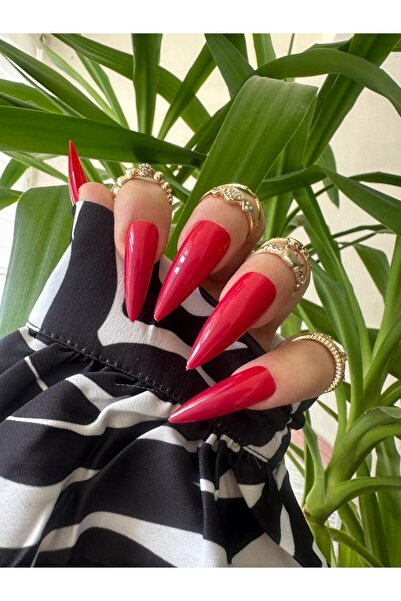 SYBELLE KOZMETİK 100 Adet Kırmızı Stiletto Takma Tırnak