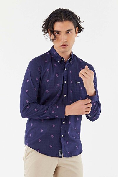 Galvanni Erkek Mor Gömlek - Kesrıye Purple / Multı