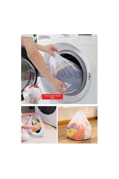 Eynel 3 Adet Ipli Çamaşır Yıkama Filesi, Kirli Temiz Elbise Kıyafet Torbası Asker Üniversite Yurt