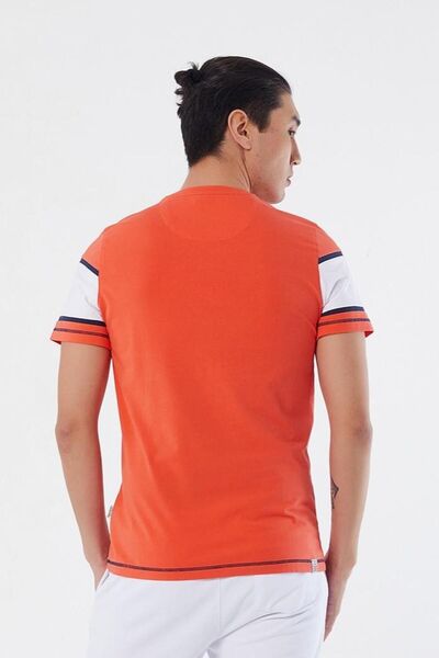 Galvanni Dark Orange Men's T-Shirt - İkas Hot Coral Multi
