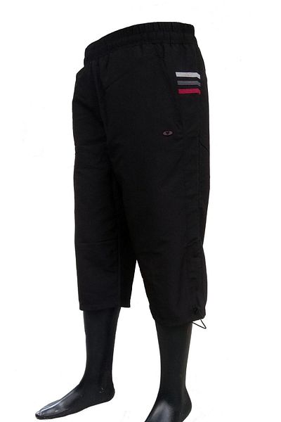 Enrico Ferry Men's Black Side Stripes Quick Drying Plus Size Capri with Pockets Edy2427s