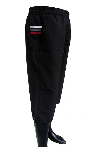 Enrico Ferry Men's Black Side Stripes Quick Drying Plus Size Capri with Pockets Edy2427s
