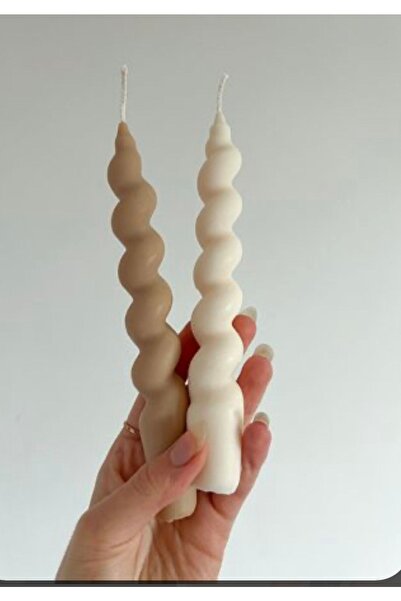 Mumbox mutluluk mum şeklinde 2’li Beyaz Kahverengi Kokulu Şamdan Mum