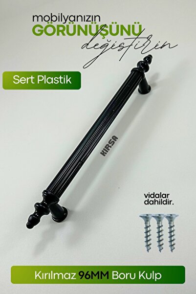 KIRSA Siyah Dolap Çekmece Kulpu 96mm Sert Polimer Kulp