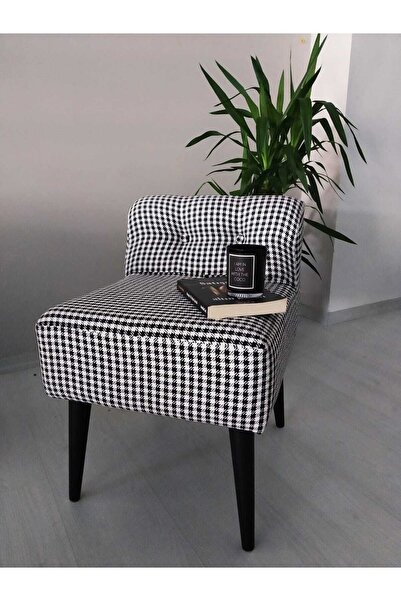 WEBPANYA Rahat Oturum Alanlı Retro Gürgen Ahşap Ayaklı Kaz Ayağı Desenli Puf Bench Koltuk Berjer