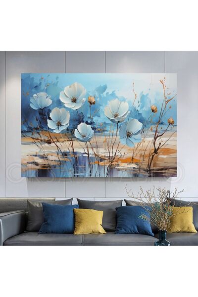 Oksay Tablo Soyut Çiçekler Dekoratif Kanvas Tablo 2414