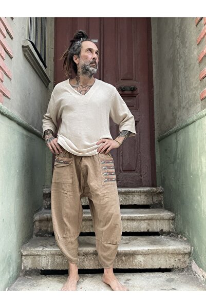 Bohoyasam Unisex Bohem Lastik Bel Pantolon, Rahat Pantolon, Yoga Pantolonu, Şalvar, Pamuklu Şalvar,