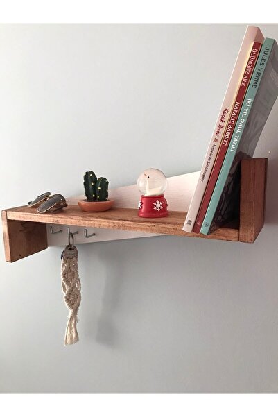 woodalbuba Ahşap Raflı Kapı Anahtar Askısı