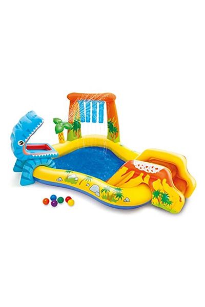 Intex 57444np - مركز ألعاب مائي قابل للنفخ على شكل ديناصور، 98 × 75 × 43 بوصة
