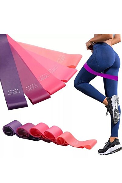 ÇAKABEY Resistant Fitness Pilates Exercise Bands with 5 Different Resistance Levels 90 Cm * 5 Cm