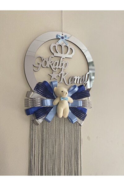 SefDen Lazer Kesim Atölyesi Gümüş pleksi isimli erkek bebek çocuk odası kapı süsü