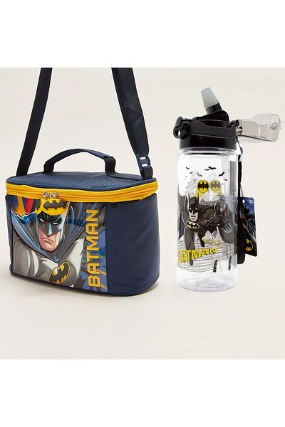 Batman Licensed Lunch Box + Straw Drinker Premium Set of 2