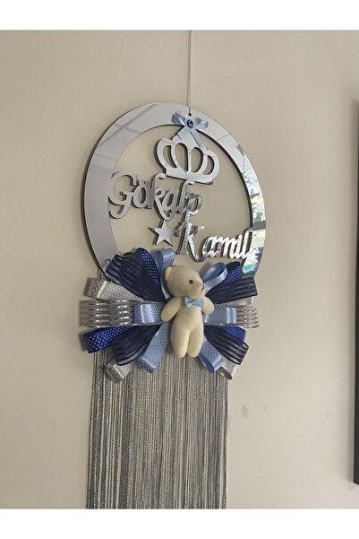 SefDen Lazer Kesim Atölyesi Gümüş pleksi isimli erkek bebek çocuk odası kapı süsü