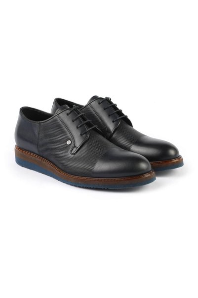 Libero 3052 Navy Blue Leather Eva Flat Sole Men's Classic Oxford Shoes