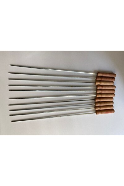 mobilreyon - 10 Adet Ahşap Saplı Kare Şiş Boy:55cm,Kalınlık:4mm Tahta Saplı Kuşbaşı Ciğer Tavuk Şişi