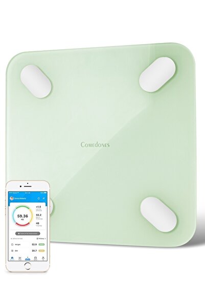 comedones Yağ Ölçer Fonksiyonlu Baskül Akıllı Bluetooth Tartı - Uygulama Ile Kontrol ( 30x30 cm )