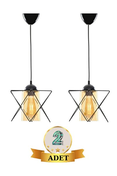 AYDINHOMELİGHT 2 Adet Tekli Akrilik Siyah Sarkıt Avize