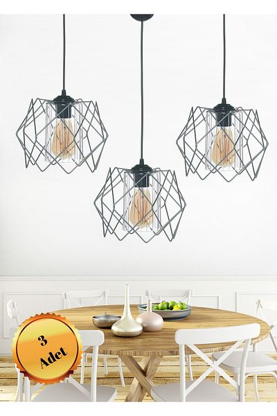MHK Collection Silver Design Smoked Mica Multi Square Living Room Kitchen Bathroom Bedroom Children's Room Entrance Chandelier (3 PCS)