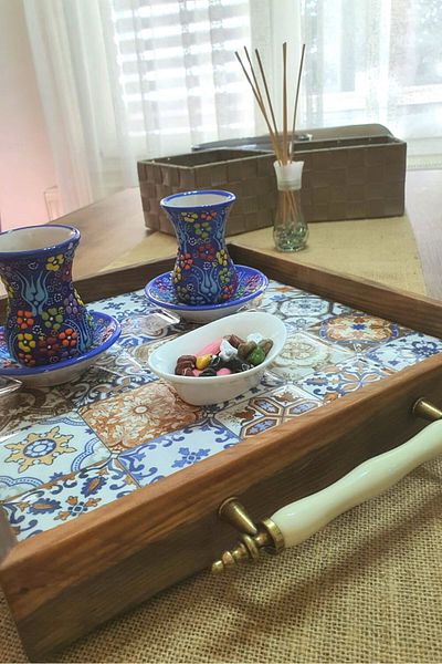 bluecape Esperanza 32x32cm Natural Solid Ceramic Presentation Tray - Walnut Tray