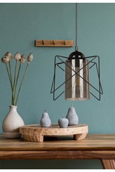 AYDINHOMELİGHT Zikzak Siyah Füme Mikalı Tekli Sarkıt Avize - Yatak Odası - Sa...