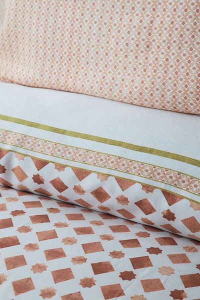 Apricitas HOME Комплект завивка с двоен щампа от теракота, 55% лиосел и 45% памук