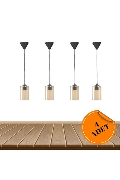 MHK Collection Rustic Acrylic Yellow Mica Glass 4-Piece Living Room Kitchen Bathroom Pendant Lamp Chandelier