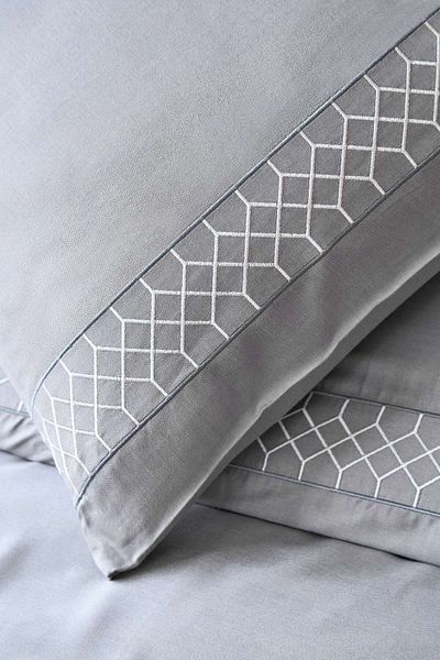 Apricitas HOME Σετ Παπλωματοθήκης Hera Grey Διπλό Κεντημένο - 60% Μπαμπού 40% Βαμβάκι κρεπ