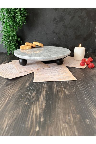 İDAY HOME Natural Marble Plate, Natural Marble Pastry Cake Stand, Marble Cheese Plate