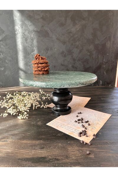 İDAY HOME Mermer Sunumluk Guatemala Dekoratif Siyah Ayaklı