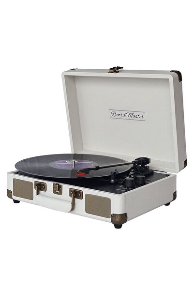 Record Master St14012 Retro Pikap Plak Çalar- Kum Beyazı - Bluetooth Ve Şarjlı - 3 Devir - Universal Iğneli