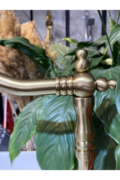 İSAOĞLU YAPI Kitchen Faucet Matte Gold Sink Faucet Rustic Design Kitchen Faucet Brushed Matte Gold Dore