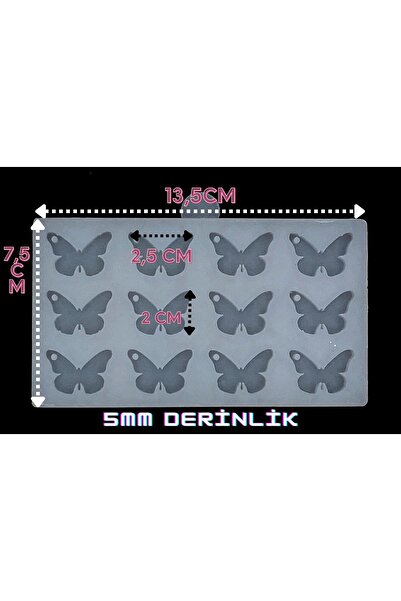 Aj Resincraft Epoksi Silikon Kalıp / Kelebek 12'li Mini
