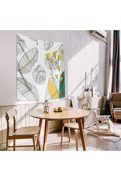 WALLHANG ورق النخيل - ورق النخيل - غطاء الحائط، سجادة الحائط - 130x130 سم