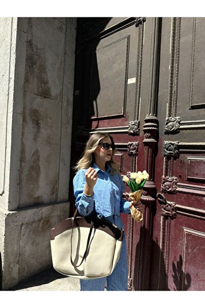 fao polo Kadın Çift Saplı XL Kanvas Omuz Çantası