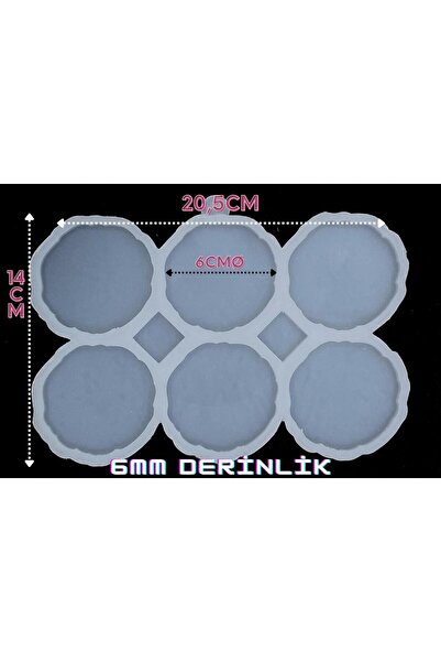 Aj Resincraft Epoksi Silikon Kalıp / 6'lı Magnet Kalıbı / 6'lı Geode Magnet K...