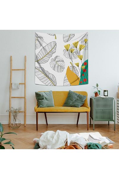 WALLHANG ورق النخيل - ورق النخيل - غطاء الحائط، سجادة الحائط - 130x130 سم