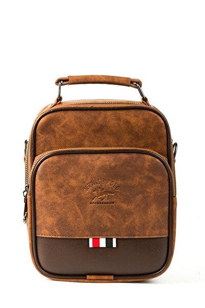 tuldar Чоловіча сумка з коричневої шкіри з регульованим поперечним ременем через плече 19X22CM
