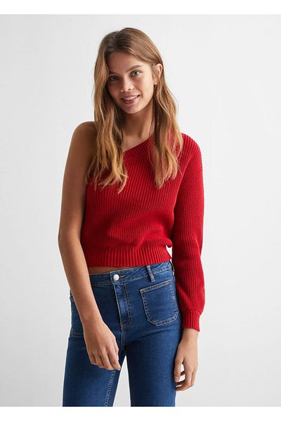 Mango Teen Pulover tricotat cu model asimetric