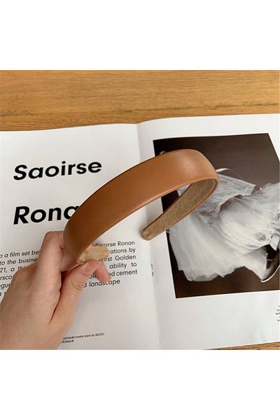 So Much Accesories So-much Women's Leather Crown Hair Band Cappuccino-5