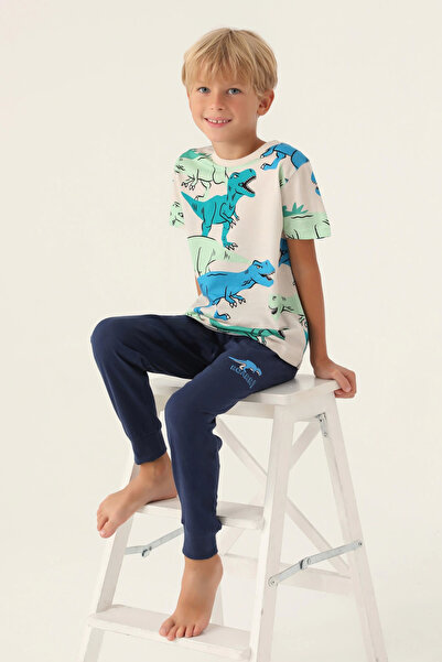Pierre Cardin 3360-2 Erkek Çocuk Dinazorlu Pijama Takımı