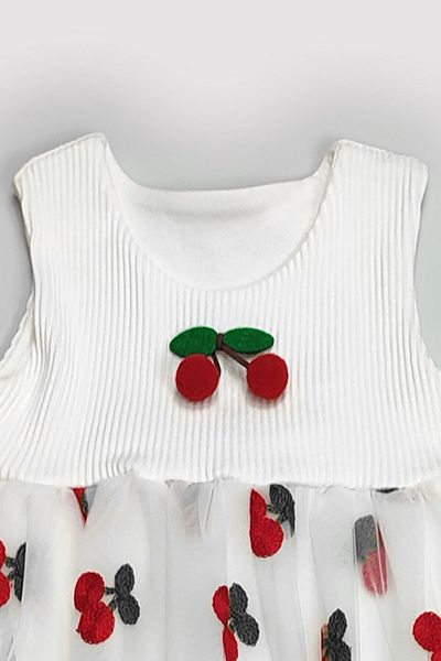 Peki Add 5 Pieces Pay 4 Pieces Newborn Cotton Cherry Tulle Baby and Kids Evening Dress Wedding Dress Gift 14484