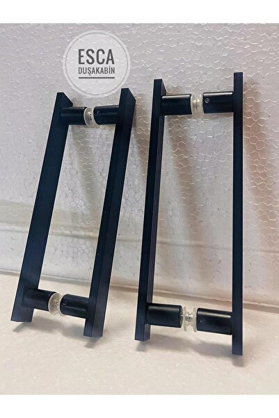 Esca Lüx Siyah Alüminyum ,Cam Duşakabin Kulp Takımı 16 Cm Delik Mesafesi Uyum...