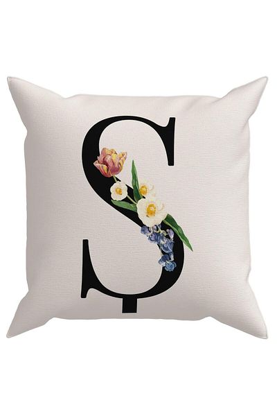 Evdek Husă de pernă cu literă florală (Ş).