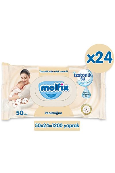 Molfix Isotonic Wet Wipes Newborn 50 Lix24 Pieces (1200 LEAVES)
