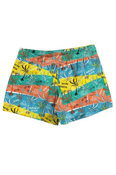 Vatkalimon Băiat - Pantaloni scurți de baie cu model palmier albastru